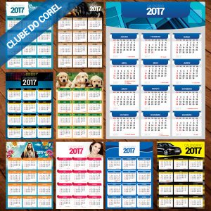 Calendário 2017 10 Modelos em CorelDRAW Editar e Imprimir