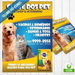 Panfleto Pet Shop Veterinário Clube do Corel Modelo Panfleto Pronto Editar e Imprimir