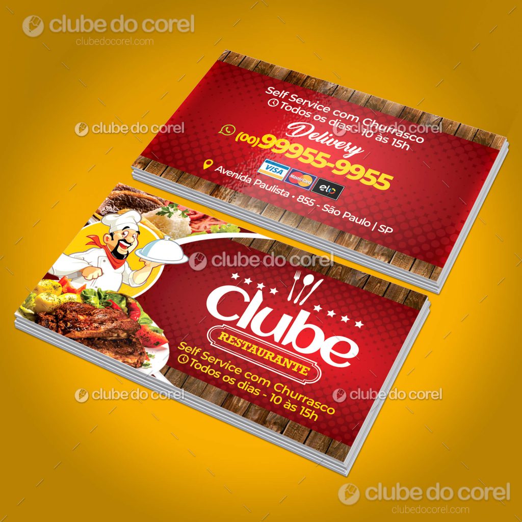 Cartão de Visitas Restaurante Clube do Corel Imagem 01 Cartão de Visitas Restaurante Clube do Corel Imagem 01