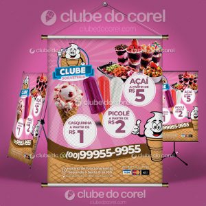 Banner Sorveteria Modelo Pronto Clube do Corel 01