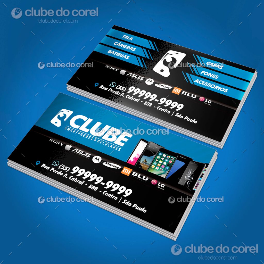 Cartão de Visita Conserto Smartphone e Celular Clube do Corel 01 Cartão de Visita Conserto Smartphone e Celular Clube do Corel 01