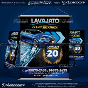 Banner Lava Jato Modelo Pronto Clube do Corel 01