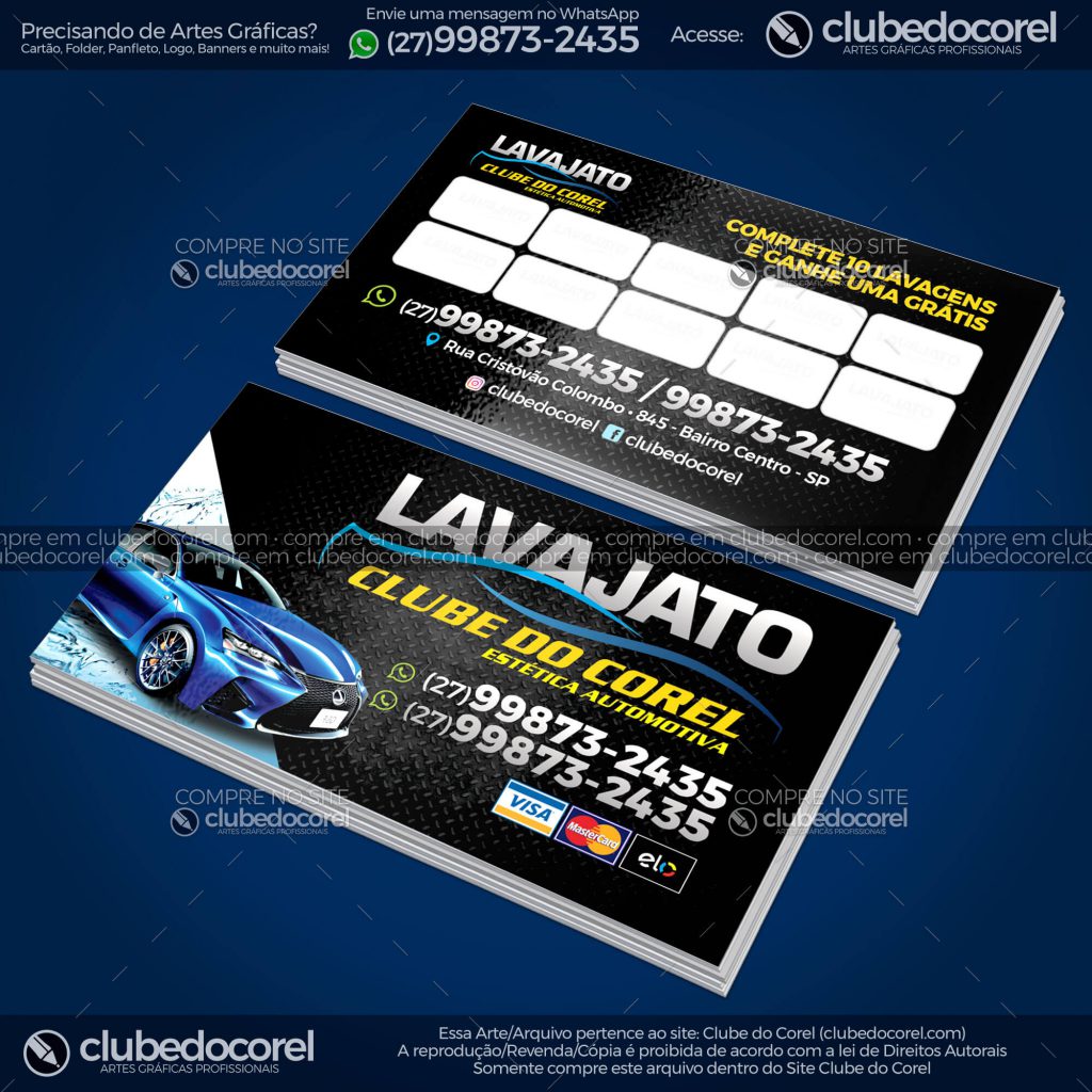 Cartão de Visita Lava Jato modelo Pronto COrelDRAW 3 Cartão de Visita Lava Jato modelo Pronto COrelDRAW 3
