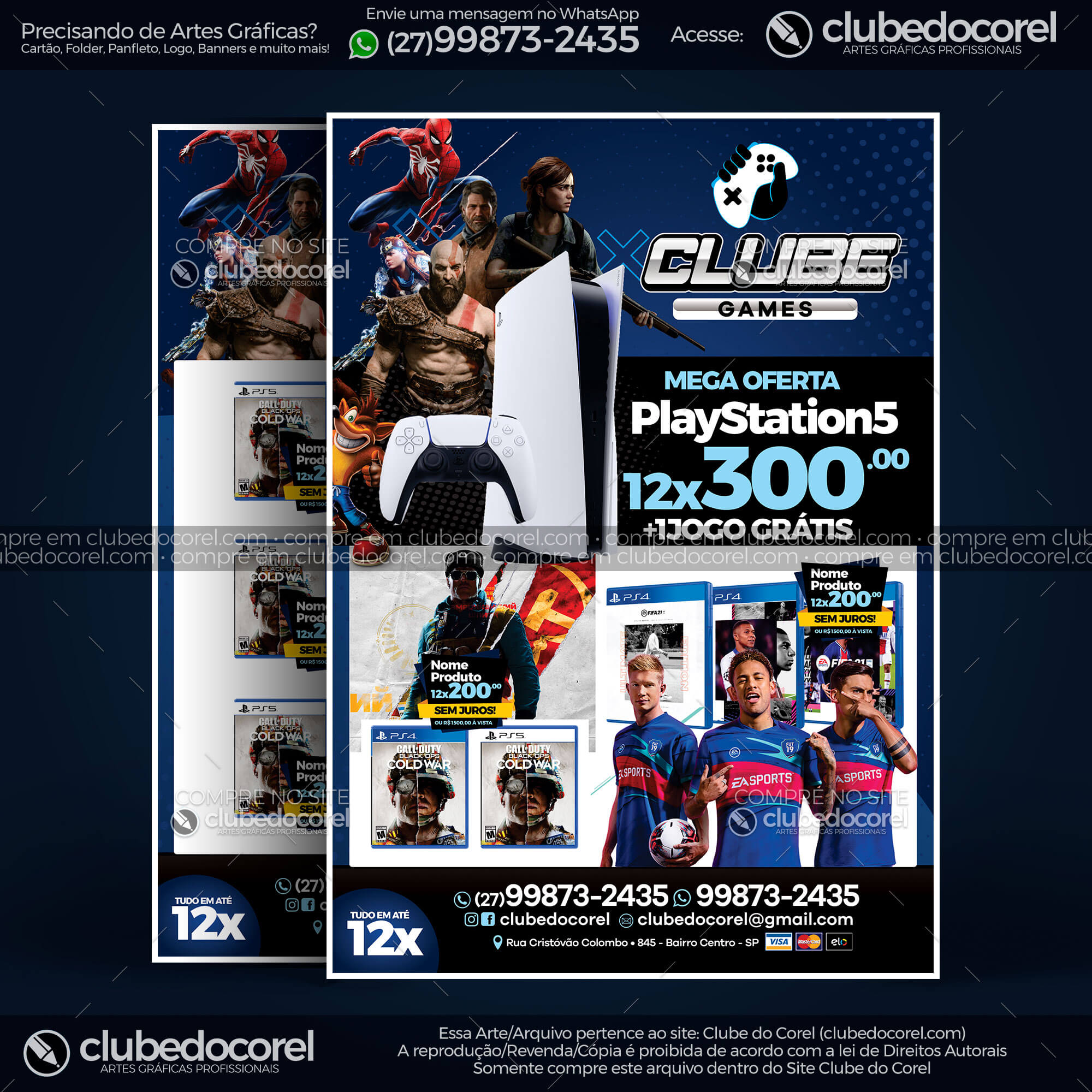 Banner Loja Games Jogos- Playstation PS5 PS4 [CDR e PDF], Clube do Corel