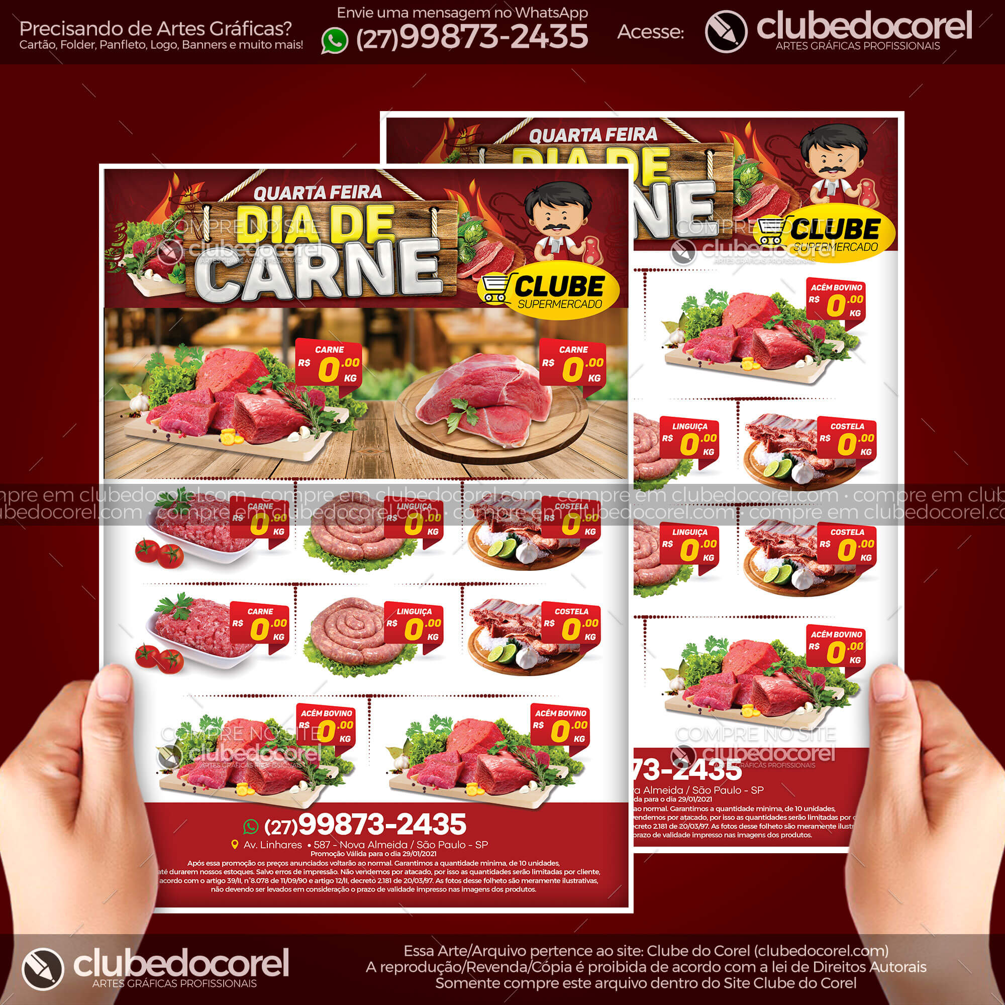 Encarte Supermercado Dia de Carne Modelo Editavel CDR PDF Clube do Corel 02