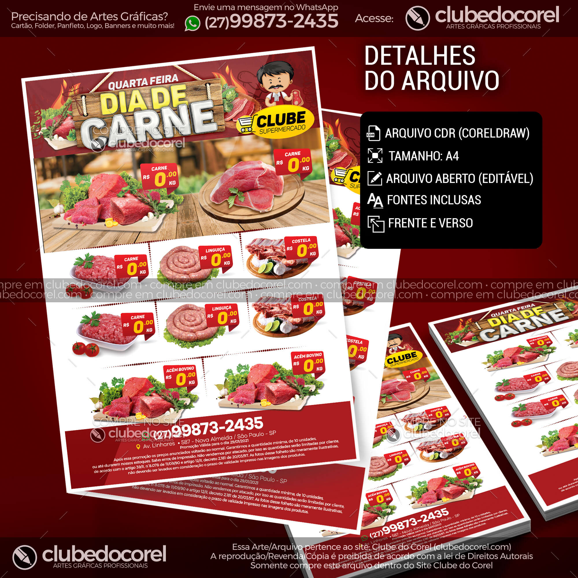 Encarte Supermercado Dia de Carne Modelo Editavel CDR PDF Clube do Corel 03