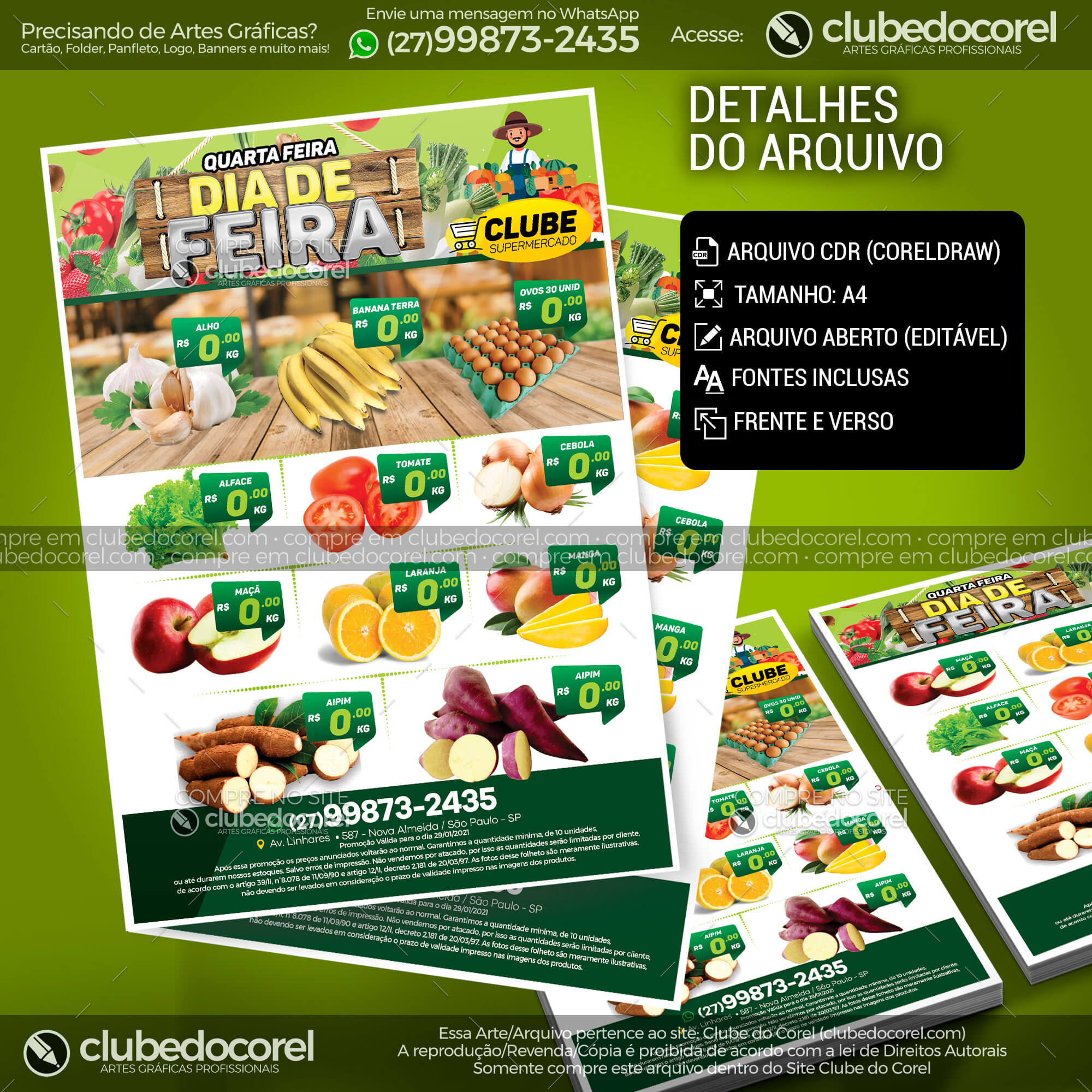 Encarte Supermercado Dia de Feira Modelo Editavel CDR PDF Clube do Corel 02