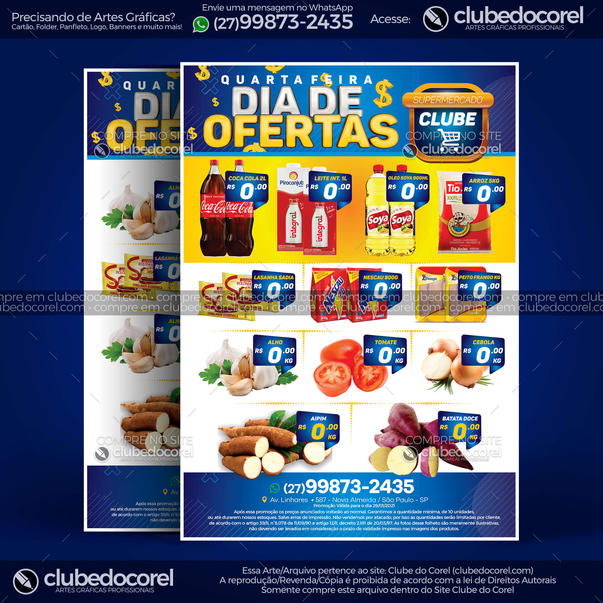Encarte Supermercado Dia de Ofertas Modelo Editavel CDR PDF Clube do Corel 01