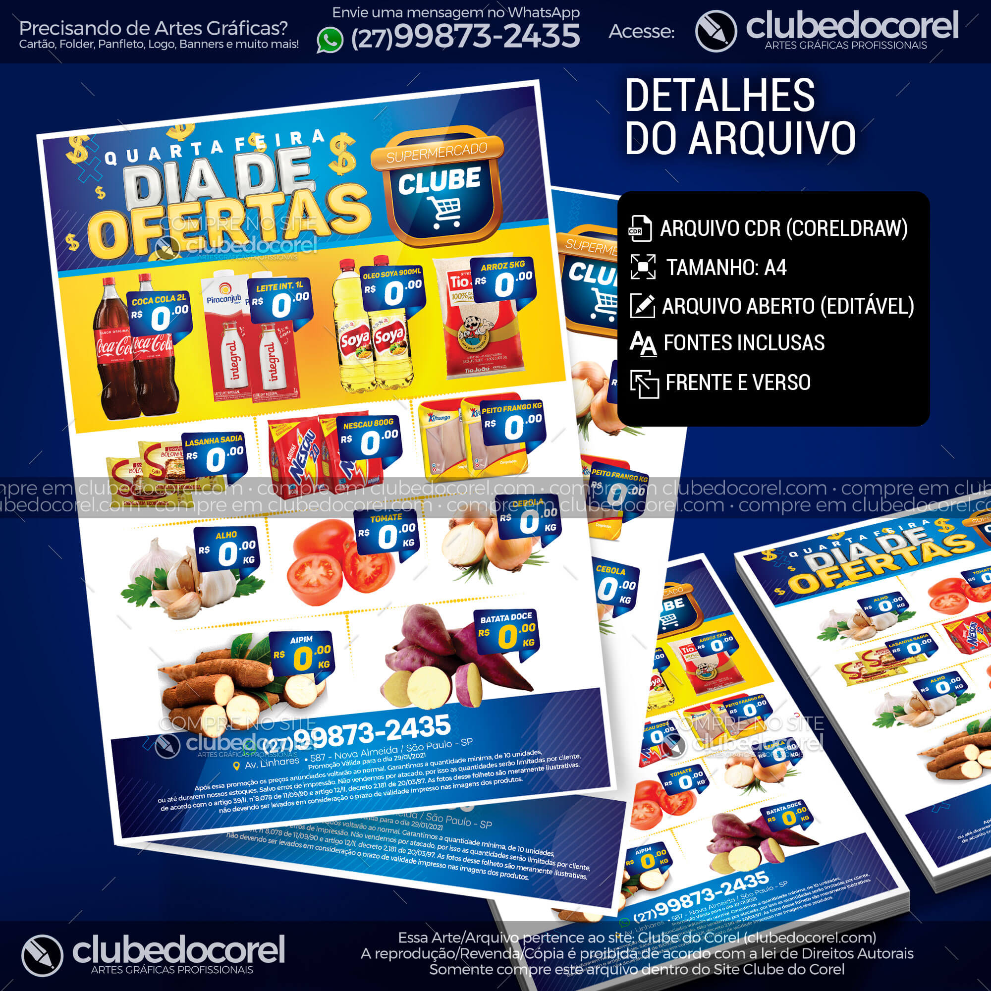 Encarte Supermercado Dia de Ofertas Modelo Editavel CDR PDF Clube do Corel 02