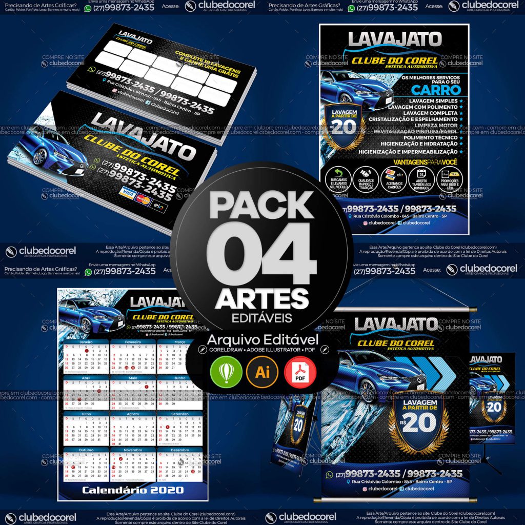 Pacote Artes Lava Jato Cartao Panfleto Calendario Banner Modelo Editavel COrelDRAW Illustrator PDF CLube do COrel CDR AI PDF 02 Pacote Artes Lava Jato Cartao Panfleto Calendario Banner Modelo Editavel COrelDRAW Illustrator PDF CLube do COrel CDR AI PDF 02