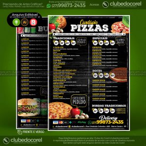 Cardapio Pizzaria 02 Pizza e Hamburguer CDR AI PDF Clube do Corel 01