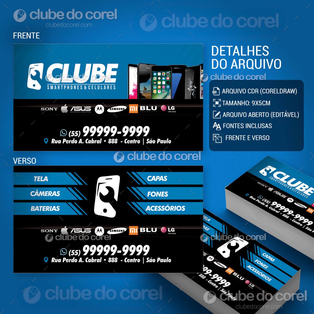 Cartao de Visita Conserto Smartphone e Celular Clube do Corel 02 Cartao de Visita Conserto Smartphone e Celular Clube do Corel 02