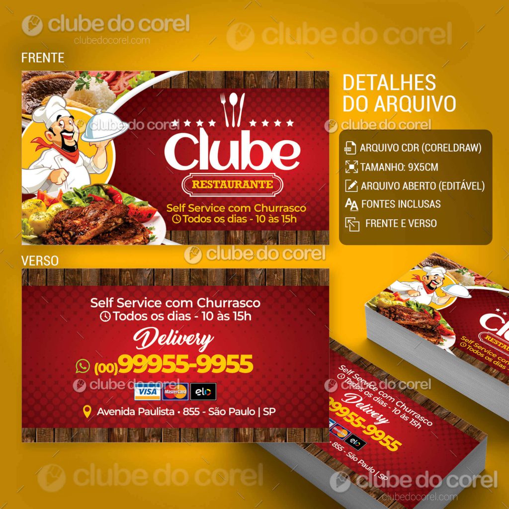 Cartao de Visitas Restaurante Clube do Corel Imagem 02 Cartao de Visitas Restaurante Clube do Corel Imagem 02