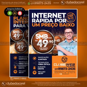 Panfleto Flyer Provedor Internet Modelo Editavel CDR AI PDF 02 01 Clube do Corel