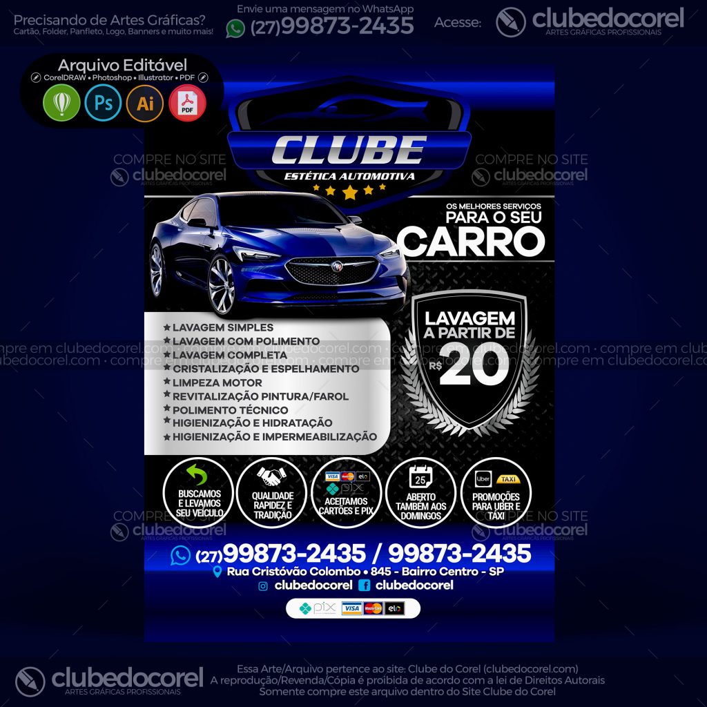 Panfleto Flyer Lava Jato Estetica Automotiva 03 Clube do Corel 01 Panfleto Flyer Lava Jato Estetica Automotiva 03 Clube do Corel 01