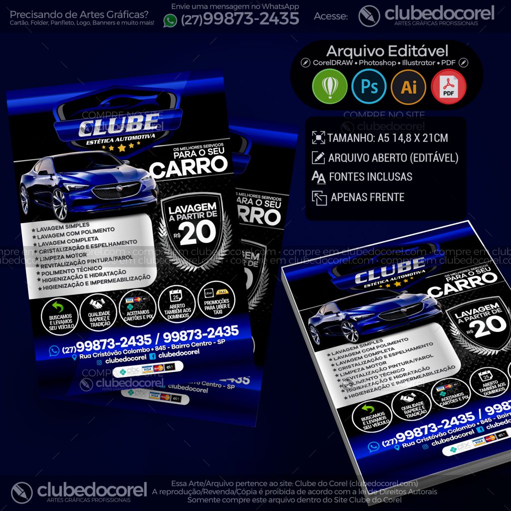 Panfleto Flyer Lava Jato Estetica Automotiva 03 Clube do Corel 02 Panfleto Flyer Lava Jato Estetica Automotiva 03 Clube do Corel 02