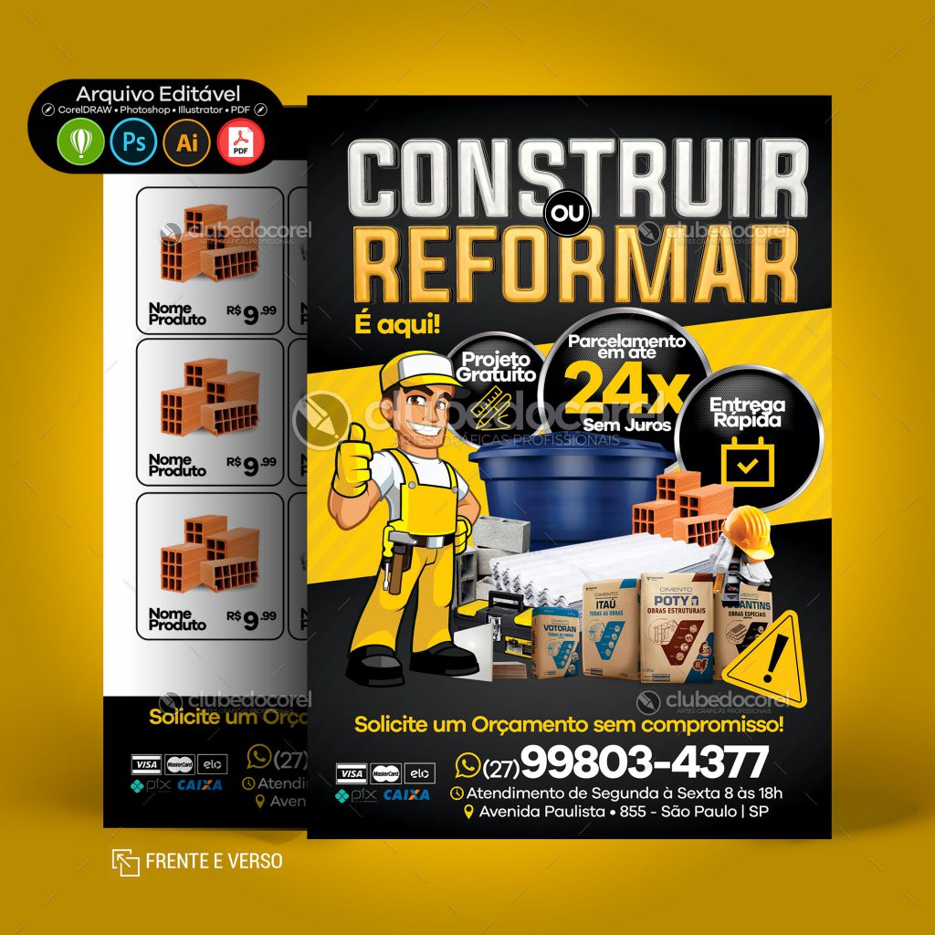 Panfleto Flyer Banner Post Material de Construcao Encarte Ofertas Modelo Pronto Clube do Corel 01 01 Panfleto Flyer Banner Post Material de Construcao Encarte Ofertas Modelo Pronto Clube do Corel 01 01