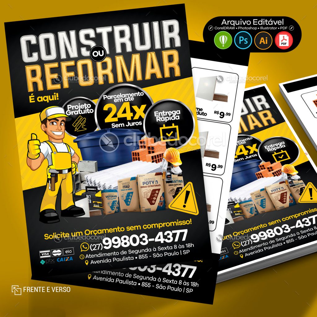 Panfleto Flyer Banner Post Material de Construcao Encarte Ofertas Modelo Pronto Clube do Corel 01 02 Panfleto Flyer Banner Post Material de Construcao Encarte Ofertas Modelo Pronto Clube do Corel 01 02