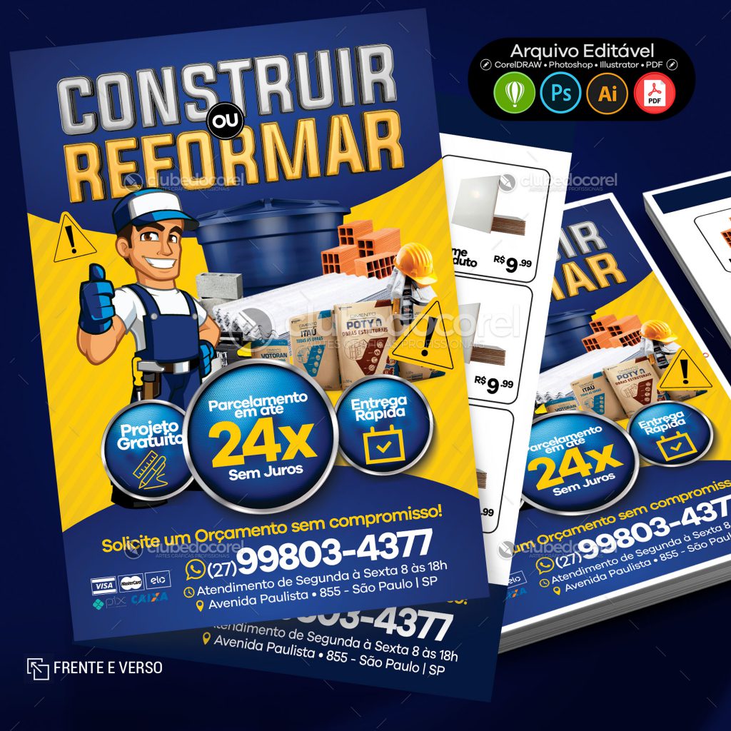 Panfleto Flyer Banner Post Material de Construcao Encarte Ofertas Modelo Pronto Clube do Corel 02 02 Panfleto Flyer Banner Post Material de Construcao Encarte Ofertas Modelo Pronto Clube do Corel 02 02