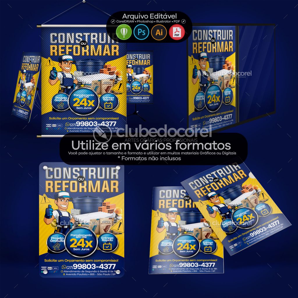 Panfleto Flyer Banner Post Material de Construcao Encarte Ofertas Modelo Pronto Clube do Corel 02 04 Panfleto Flyer Banner Post Material de Construcao Encarte Ofertas Modelo Pronto Clube do Corel 02 04