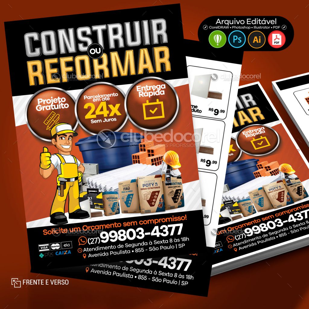 Panfleto Flyer Banner Post Material de Construcao Encarte Ofertas Modelo Pronto Clube do Corel 03 02 Panfleto Flyer Banner Post Material de Construcao Encarte Ofertas Modelo Pronto Clube do Corel 03 02