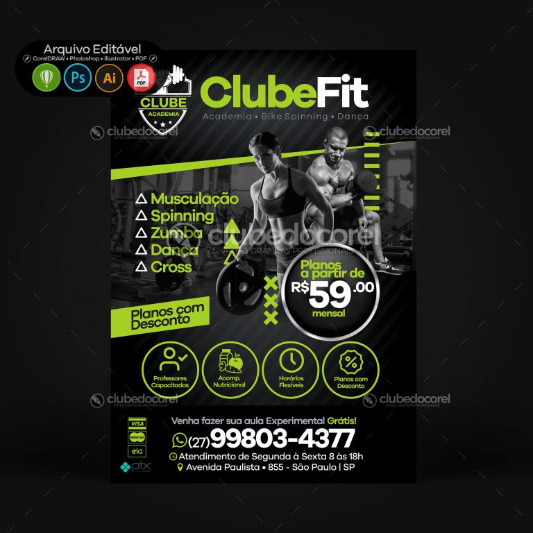 Panfleto / Flyer / Banner / Post - Academia #01 [CDR PSD AI PDF]