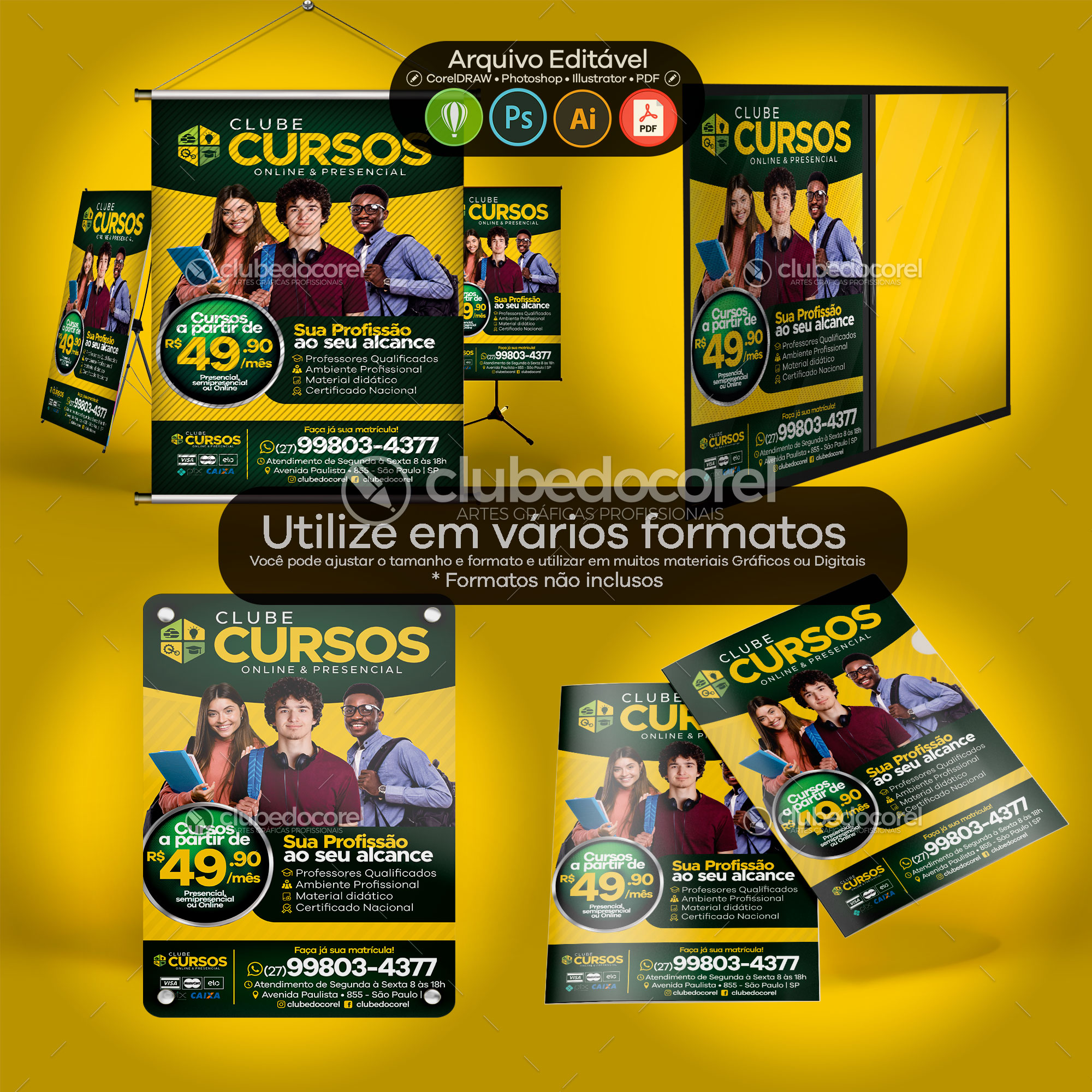 Panfleto Flyer Cursos Escola Profissionalizante CDR PSD PDF AI 01 Clube do Corel 05