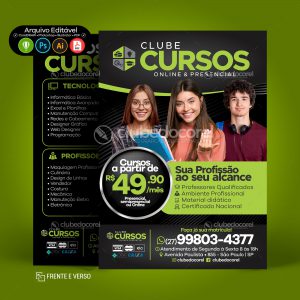 Panfleto Flyer Cursos Escola Profissionalizante CDR PSD PDF AI 03 Clube do Corel 01