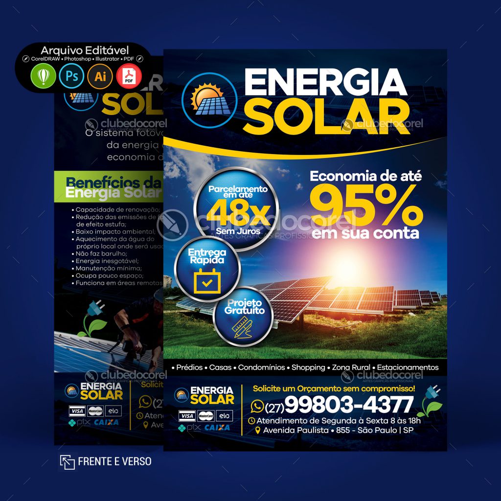 Panfleto Flyer Folder Energia Solar 01 Modelo Pronto Editavel CDR PSD AI PDF Clube do Corel 01 Panfleto Flyer Folder Energia Solar 01 Modelo Pronto Editavel CDR PSD AI PDF Clube do Corel 01