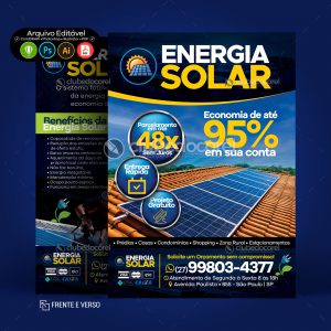 Panfleto Flyer Folder Energia Solar 04 Modelo Pronto Editavel CDR PSD AI PDF Clube do Corel 01