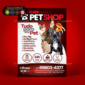 Panfleto Flyer Pet Shop Veterinario CDR PSD PDF AI 02 Clube do Corel 01