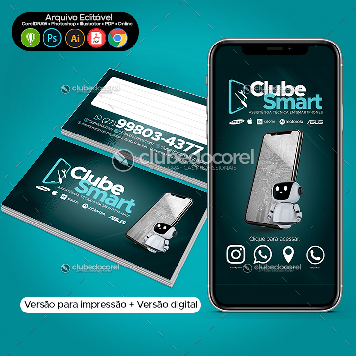 Cartão de Visita - Assistência Técnica - Conserto - Smartphone Celular #02  | Clube do Corel