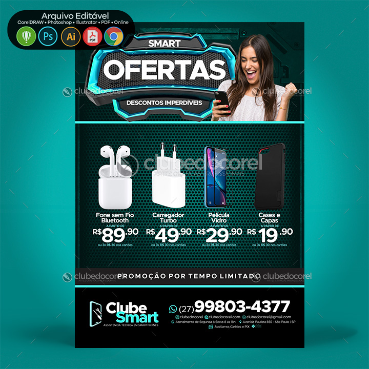 Smartphone Celular - Acessorios - Panfleto Flyer - Editável CDR PSD 04 01